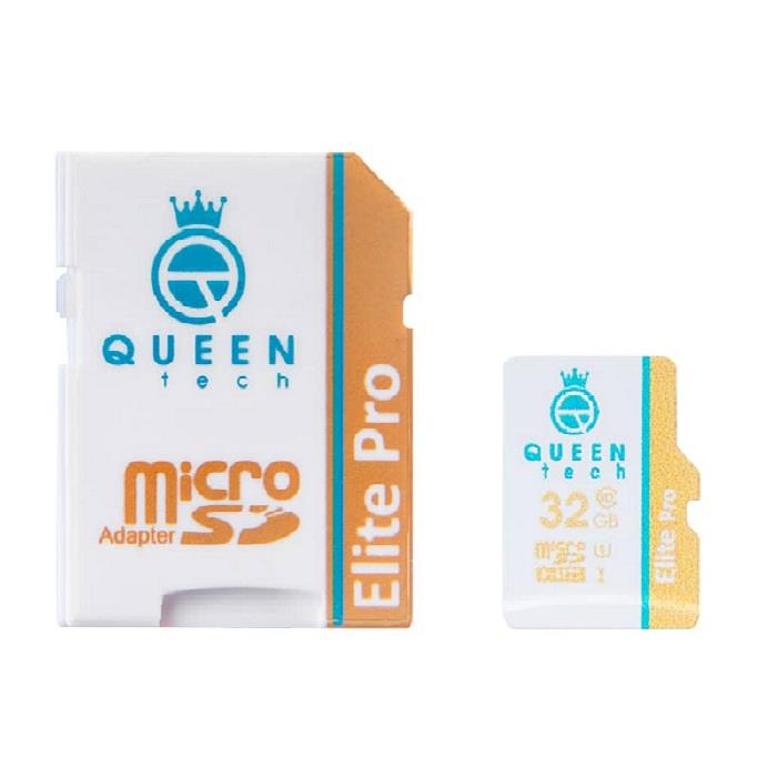 کارت حافظه microSDHC کوئین تک مدل  Elite pro 566X کلاس 10 استاندارد UHS-I U1 سرعت 85MBps ظرفیت 32 گیگابایت به همراه آداپتور SD
